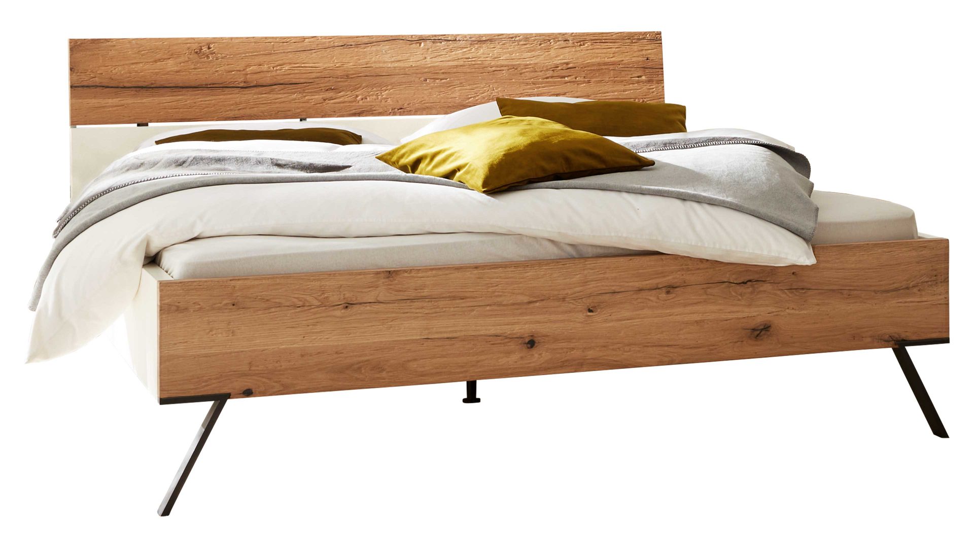 Komplettzimmer Interliving aus Holz in Weiß Interliving Schlafzimmer Serie 1025 – Komplettzimmer Weiß & Balkeneiche gehackt - vierteilig, Liegefläche ca. 180 x 200 cm