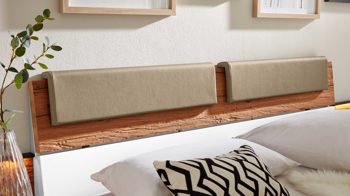 Kopfstütze Interliving aus Stoff in Beige Interliving Schlafzimmer Serie 1025 – Kopfteilpolster-Set Länge ca. 82 cm - taupefarbenes Kunstleder