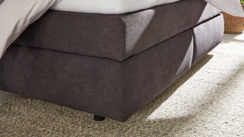 Boxspringbett Interliving aus Stoff in Dunkelgrau Interliving Bettsystem Serie 1414 - Boxspringbett dunkelgrauer Stoffbezug ENF 09 - Liegefläche ca. 160 x 200 cm