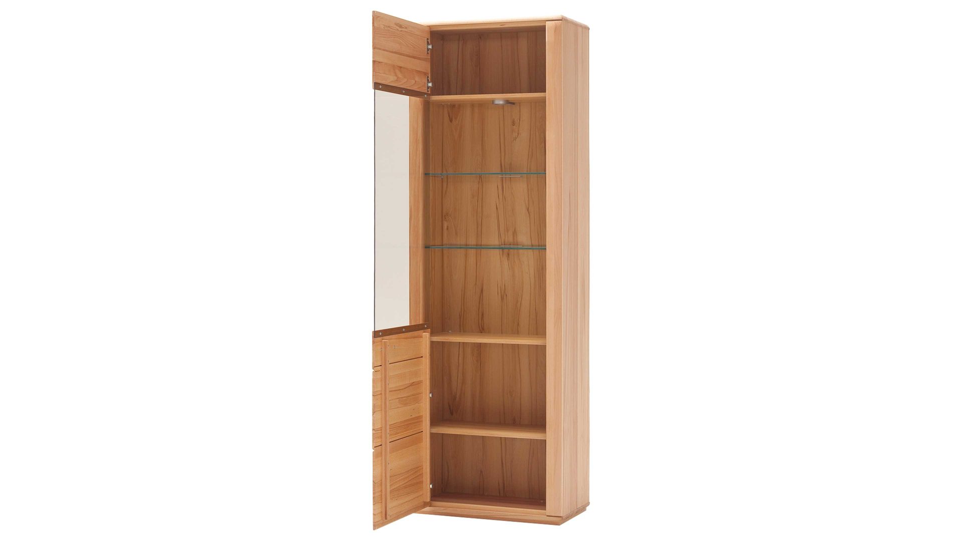 Vitrine Mca direkt aus Holz in Holzfarben Wohnprogramm Sena - Vitrinenschrank bzw. Wohnzimmerschrank geölte Kernbuche – eine Tür