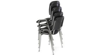 Stapelstuhl Nowystyl aus Stoff in Grau Besucher-Stapelstuhl dunkelgrauer Stoffbezug & Chromfüße