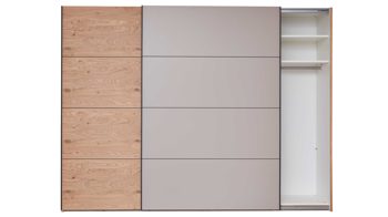Kleiderschrank Interliving aus Holz in Grau Interliving Schlafzimmer Serie 1024 – Schwebetürenschrank Design 28,  Taupe & Balkeneiche - zwei Türen, Breite ca. 241 cm