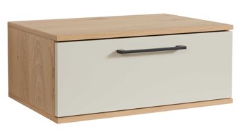 Nachtkommode Interliving aus Holz in Beige Interliving Schlafzimmer Serie 1024 – Nachtkonsole eine Schublade, Sand & Balkeneiche - Breite ca. 46 cm