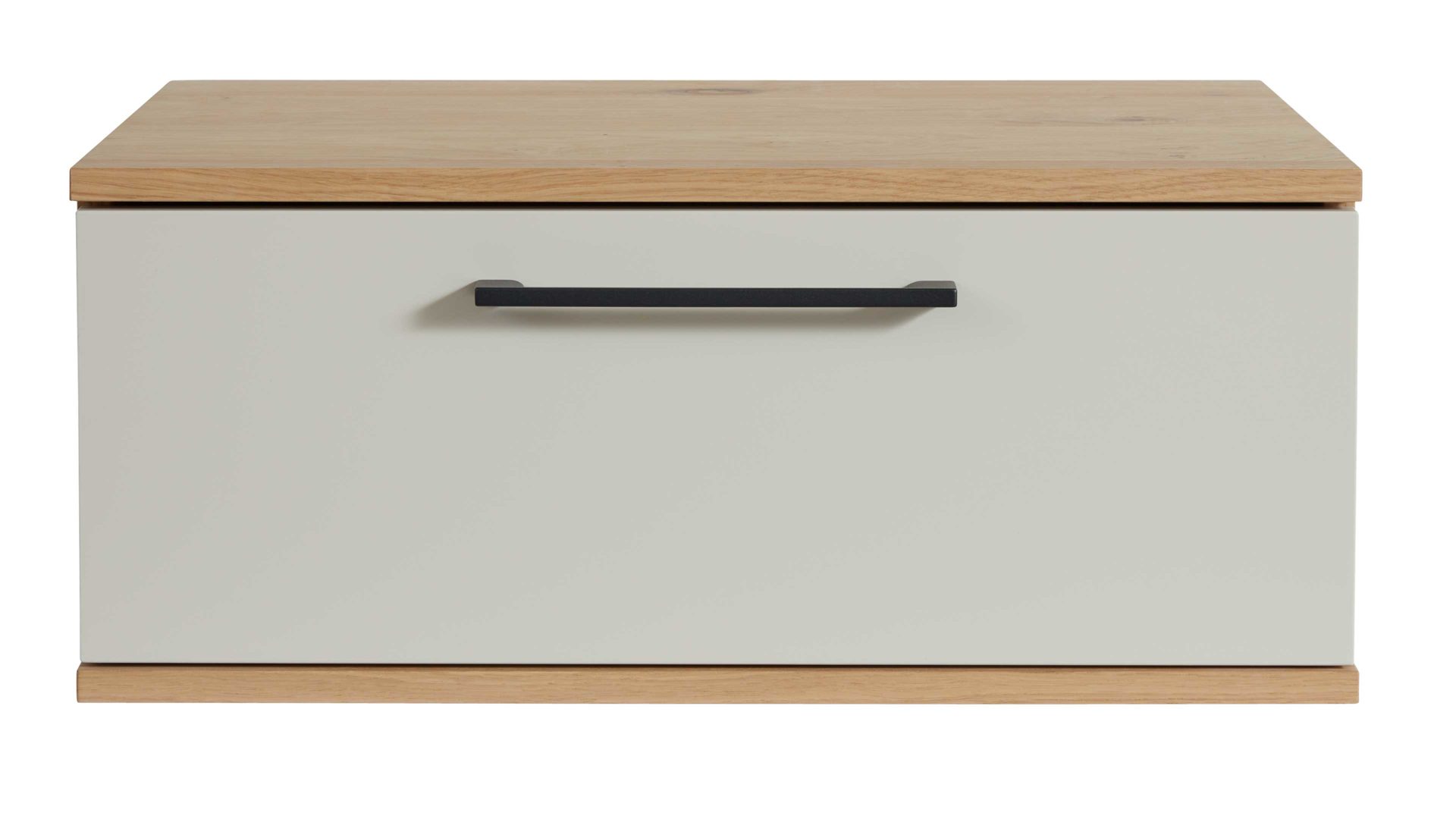 Nachtkommode Interliving aus Holz in Beige Interliving Schlafzimmer Serie 1024 – Nachtkonsole eine Schublade, Sand & Balkeneiche - Breite ca. 46 cm