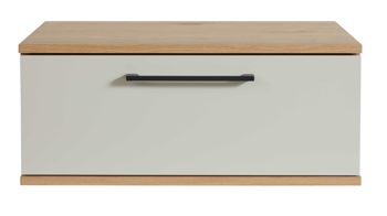 Nachtkommode Interliving aus Holz in Beige Interliving Schlafzimmer Serie 1024 – Nachtkonsole eine Schublade, Sand & Balkeneiche - Breite ca. 46 cm