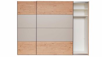 Kleiderschrank Interliving aus Holz in Grau Interliving Schlafzimmer Serie 1024 – Schwebetürenschrank Design 25,  Taupe & Balkeneiche - zwei Türen, Breite ca. 331 cm