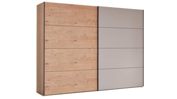 Kleiderschrank Interliving aus Holz in Grau Interliving Schlafzimmer Serie 1024 – Schwebetürenschrank 982764 Design 28,  Taupe & Balkeneiche - zwei Türen, Breite ca. 271 cm