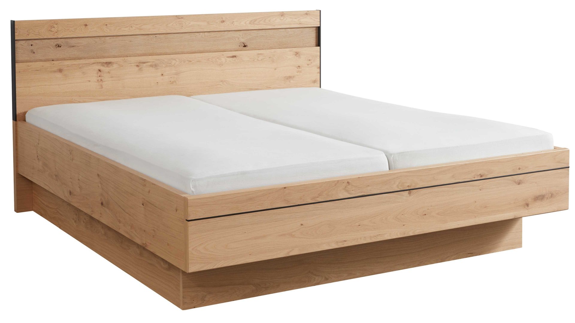 Bettgestell Interliving aus Holz in Holzfarben Interliving Schlafzimmer Serie 1024 – Bettgestell schwebend, Liegefläche ca. 140 x 200 cm - Balkeneiche
