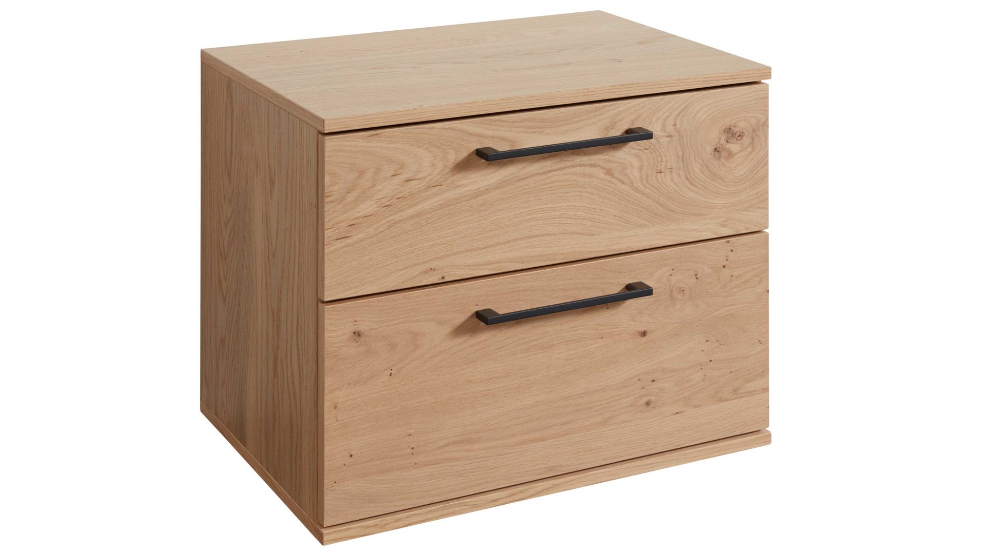 Nachtkommode Interliving aus Holz in Holzfarben Interliving Schlafzimmer Serie 1024 – Nachtkommode zwei Schubladen, Balkeneiche - Breite ca. 46 cm
