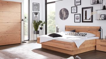 Bettgestell Interliving aus Holz in Holzfarben Interliving Schlafzimmer Serie 1024 – Bettgestell 87538 schwebend, Liegefläche ca. 200 x 200 cm - Balkeneiche