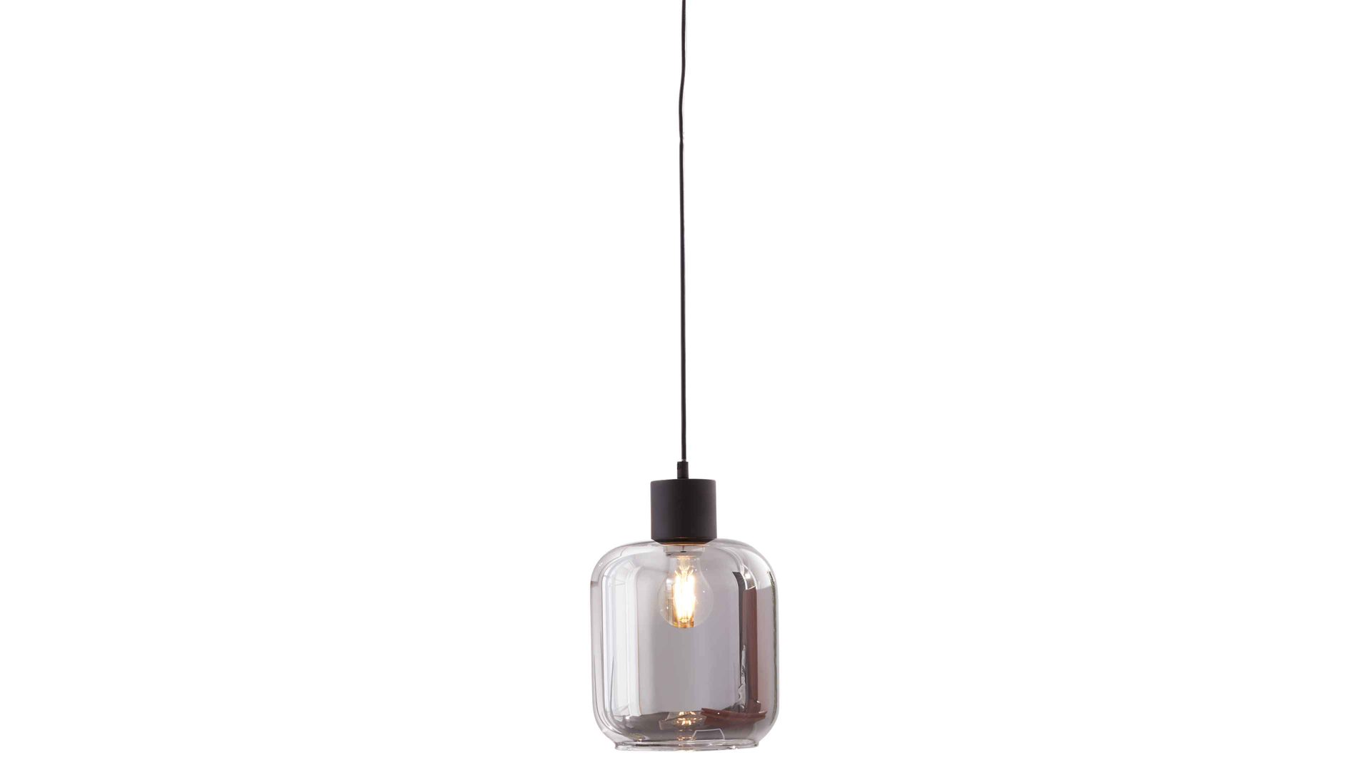 Pendelleuchte Interliving aus Glas in Grau Interliving Leuchten Serie 9341 - Hängeleuchte Rauchglas & Mattschwarz – Durchmesser ca. 20 cm