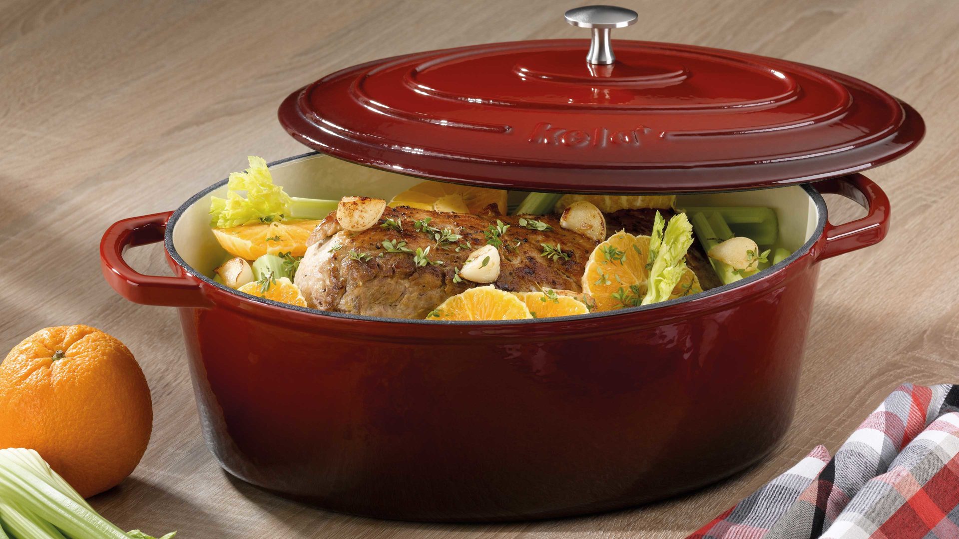 Bräter Kela | keck & lang aus Metall in Rot kela Bräter Calido rotes Gusseisen - ca. 6 Liter