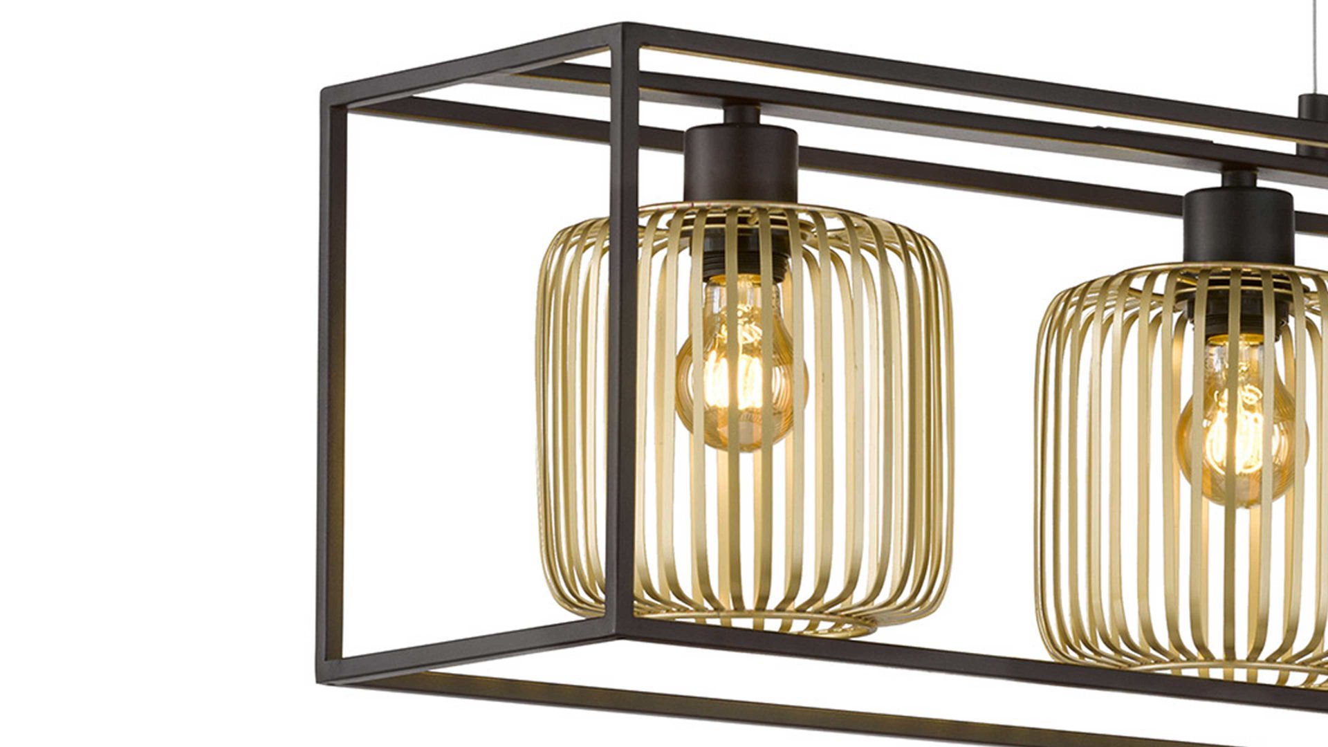 Pendelleuchte Fh fischer & honsel aus Metall in Schwarz FH Hängeleuchte Caydo Sandschwarz & Gold  - Länge ca. 110 cm