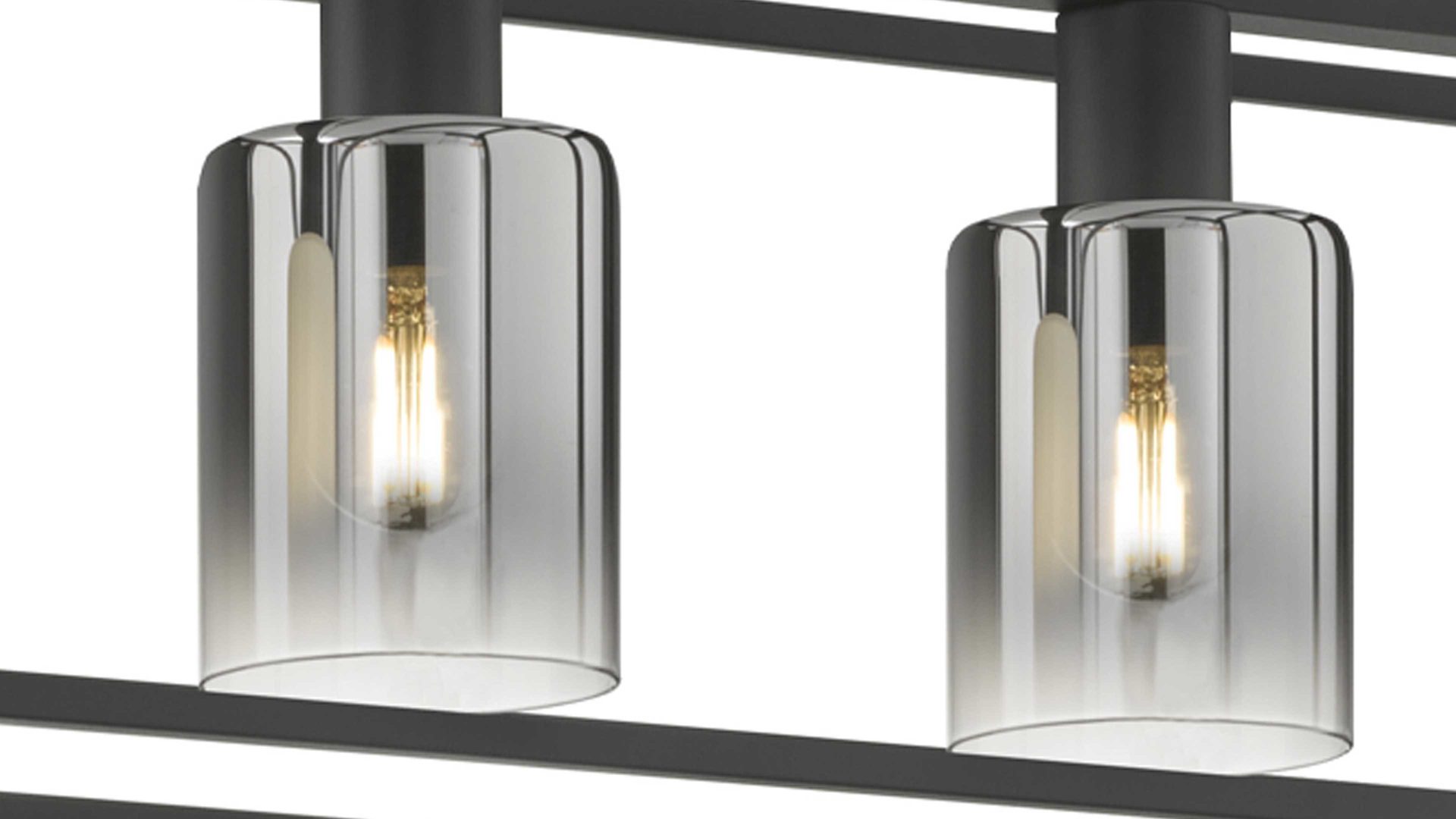 Pendelleuchte Fh fischer & honsel aus Glas in Dunkelgrau FH Hängeleuchte Iska Rauchglas & schwarzes Metall - Länge ca. 95 cm