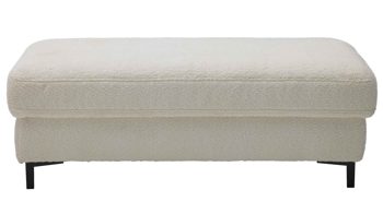 Polsterhocker Interliving aus Stoff in Weiß Interliving Sofa Serie 4054 – XXL-Hocker Ho naturweiße Chenille & schwarze Metallfüße – ca. 130 x 60 cm