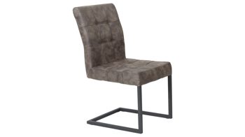 Schwingstuhl Hela aus Stoff in Braun Schwingstuhl Donna S braungraue Mikrofaser Softex Vintage & Metallgestell