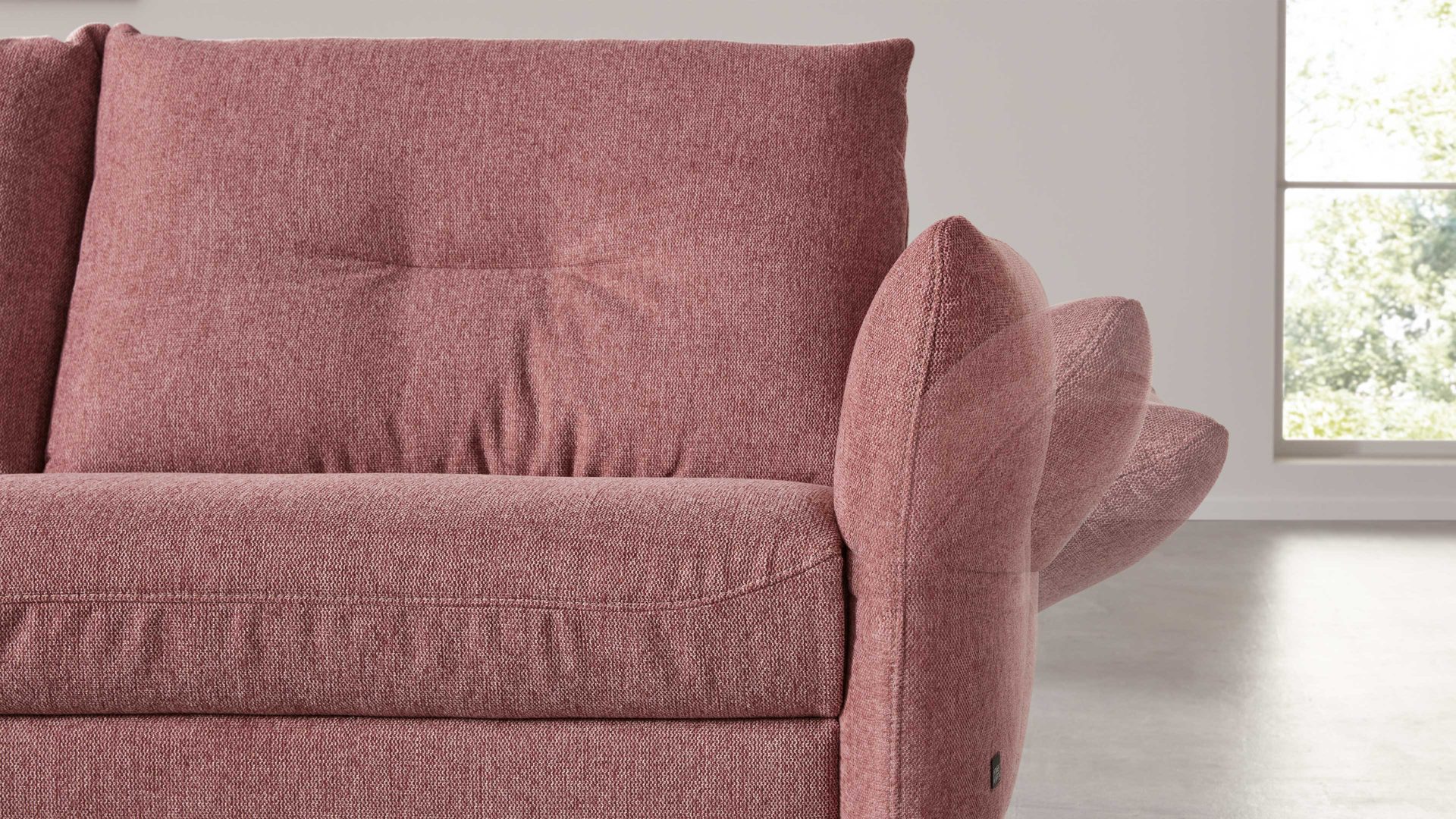 Ecksofa Interliving aus Stoff in Pink Interliving Sofa Serie 4400 - Ecksofa pastellvioletter Bezug GCP 8 - Stellfläche ca. 167 x 296 cm