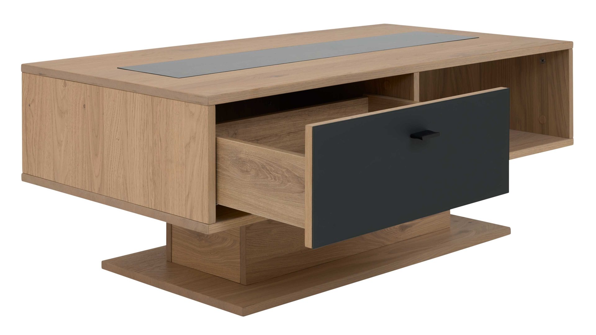 Couchtisch Interliving aus Holz in Holzfarben Interliving Wohnzimmer Serie 2025 - Couchtisch Wildeiche, Anthrazit & Kork - ca. 115 x 65 cm