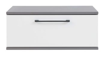 Nachtkommode Interliving aus Holz in Grau Interliving Kleiderschrank Serie 1207 – Hänge-Nachtkonsole 210011 Weiß & Manhattan – eine Schublade, Breite ca. 60 cm