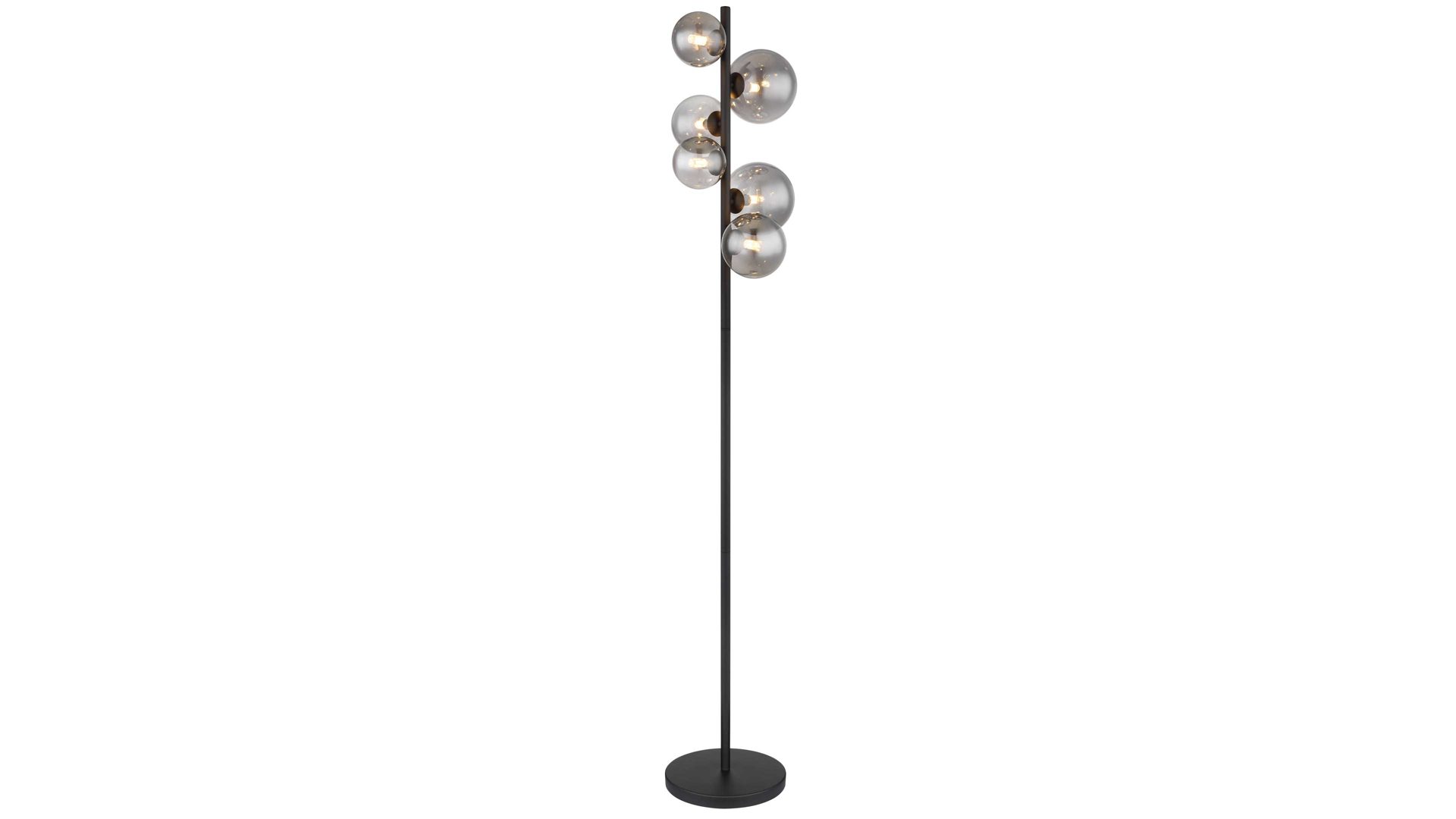 Stehleuchte Globo lighting aus Glas in Schwarz GLOBO Lampe-Serie Riha - Stehleuchte Rauchglas & mattschwarzes Metall - Höhe ca. 155 cm