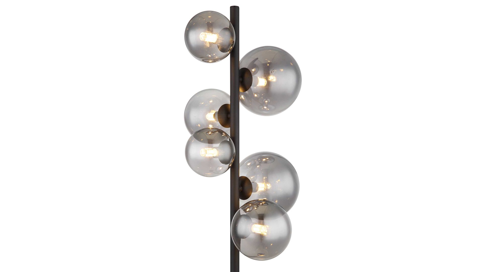 Stehleuchte Globo lighting aus Glas in Schwarz GLOBO Lampe-Serie Riha - Stehleuchte Rauchglas & mattschwarzes Metall - Höhe ca. 155 cm