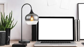 Tischleuchte Globo lighting aus Glas in Schwarz GLOBO Lampe-Serie Maxy - Tischleuchte Rauchglas & mattschwarzes Metall - Höhe ca. 54 cm