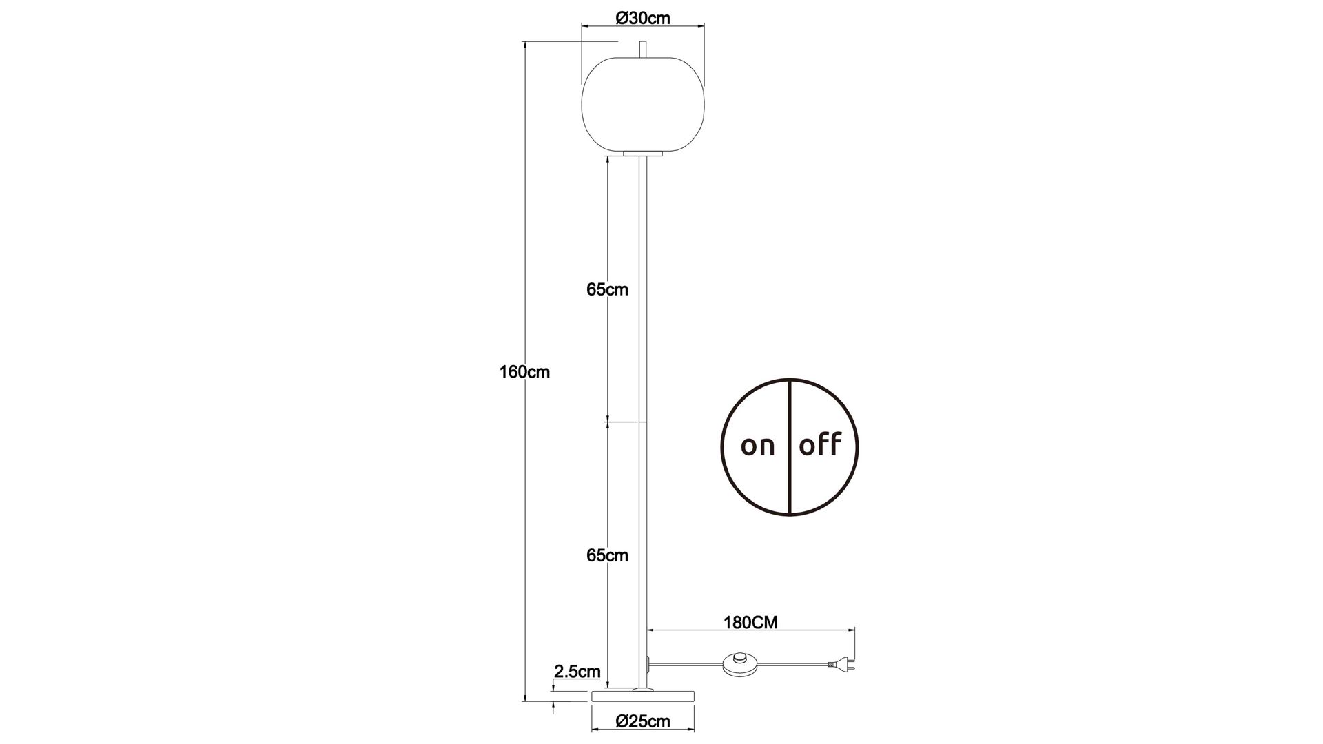 Stehleuchte Globo lighting aus Glas in Weiß GLOBO Leuchten Serie Blacky I - Stehlampe Opalglas & Nickel matt - Höhe ca. 160 cm