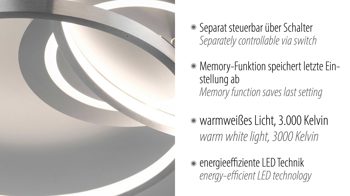 Deckenleuchte Just light. (leuchtendirekt) aus Metall in Aluminium JUST LIGHT. Leuchten Serie Asmina alufarbenes Metall - ca. 69 x 55 cm