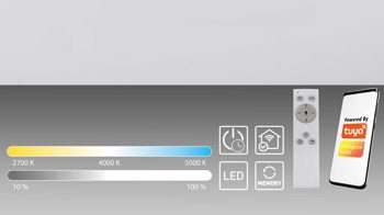 Deckenleuchte Just light. (leuchtendirekt) aus Metall in Schwarz JUST LIGHT. Leuchten Serie Tuya - per App steuerbare Deckenlampe schwarzes Metall & weißes Acryl - ca. 45 x 45 cm