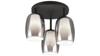 Deckenleuchte Trio lighting for you aus Glas in Grau TRIO Leuchten Serie Barret - Deckenlampe Rauchglas & weißes Glas - Durchmesser ca. 36 cm