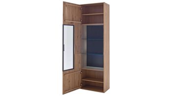 Vitrine Mca direkt aus Holz in Holzfarben Wohnprogramm Portland - Vitrine Asteiche bianco & Anthrazit – eine Tür, Höhe ca. 207 cm