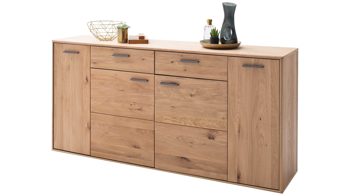 Sideboard Mca direkt aus Holz in Holzfarben Wohnprogramm Portland - Sideboard Asteiche bianco - vier Türen, zwei Schubladen, Breite ca.  184 cm
