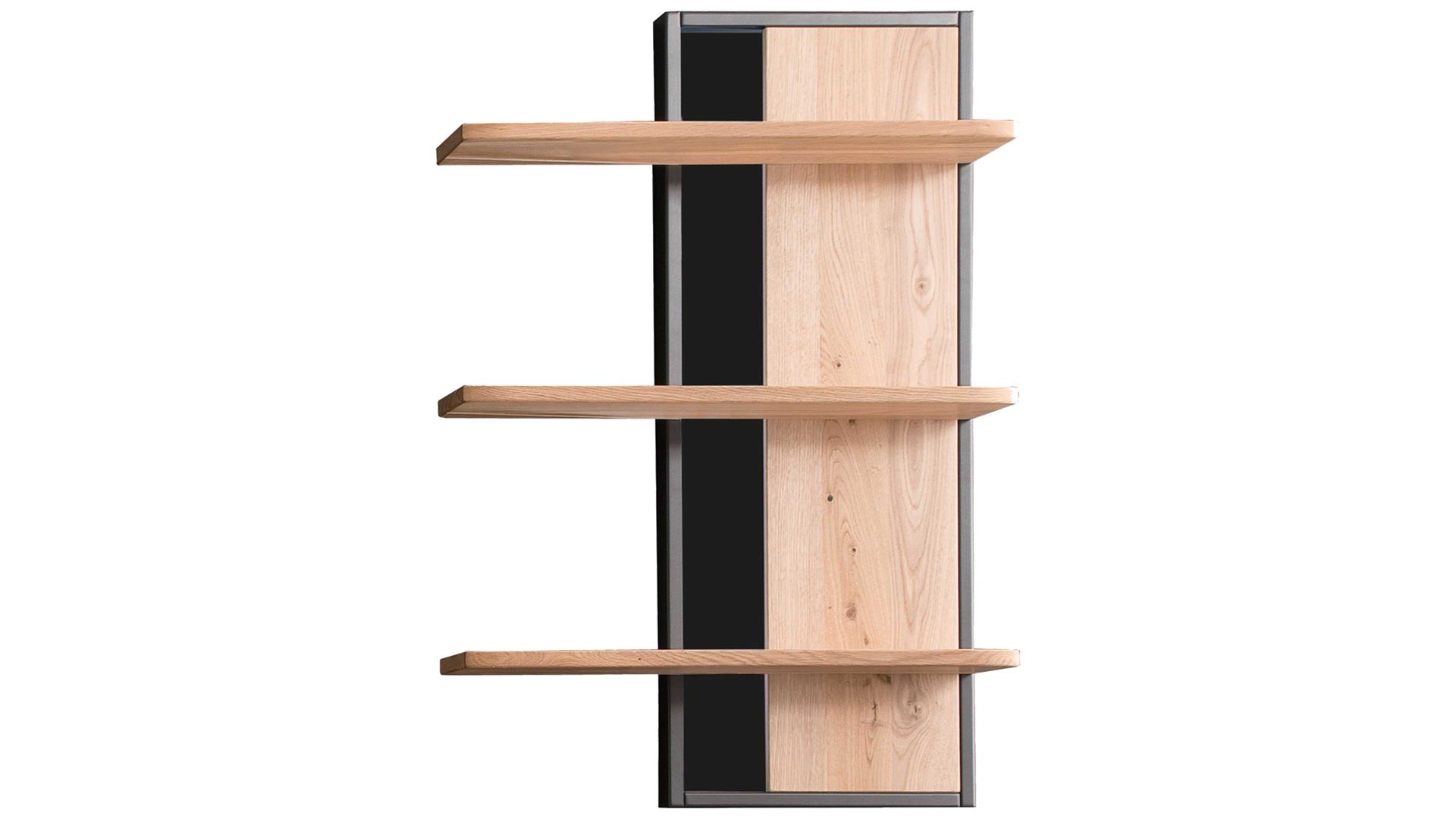 Wandregal Mca direkt aus Holz in Holzfarben Wohnprogramm Portland - Wandregal Asteiche bianco & Anthrazit – drei Böden, Höhe ca. 105 cm