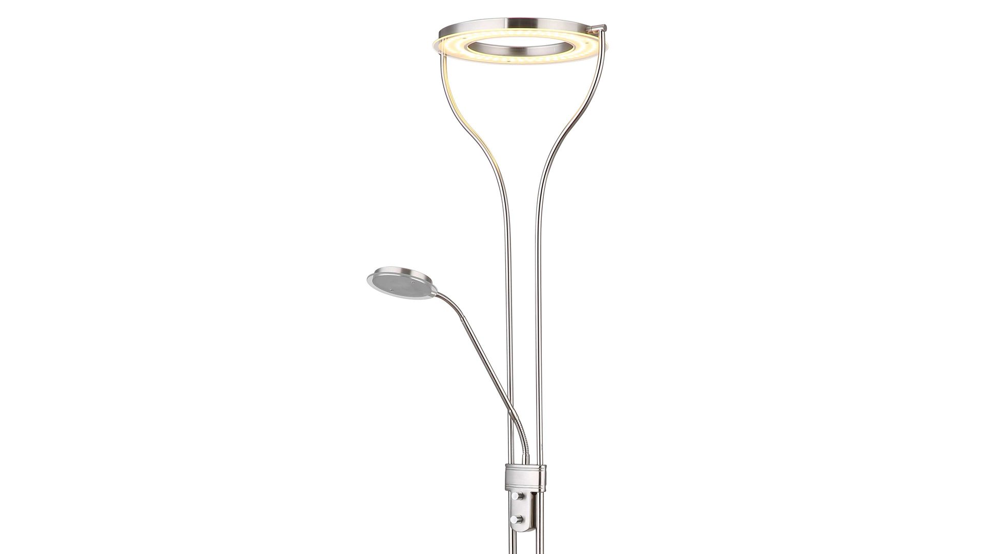 Stehleuchte Globo lighting aus Metall in Nickel GLOBO Leuchten Serie Ebro - Deckenfluter Nickel matt - Höhe ca. 194 cm