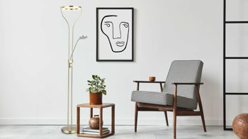 Stehleuchte Globo lighting aus Metall in Messing GLOBO Leuchten Serie Ebro - Deckenfluter Messing matt - Höhe ca. 194 cm