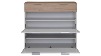 Garderoben-Set Interliving aus Holz in Weiß Interliving Garderobe Serie 6012 - Garderoben-Set weißer Mattlack & Steineiche - dreiteilig