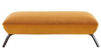 Polsterhocker KAWOO aus Stoff in Gelb KAWOO Polsterprogramm Dover Plus - Polsterhocker senffarbenes Flachgewebe Portofino & goldfarbene Maschenware Riviera - ca. 142 x 80 cm