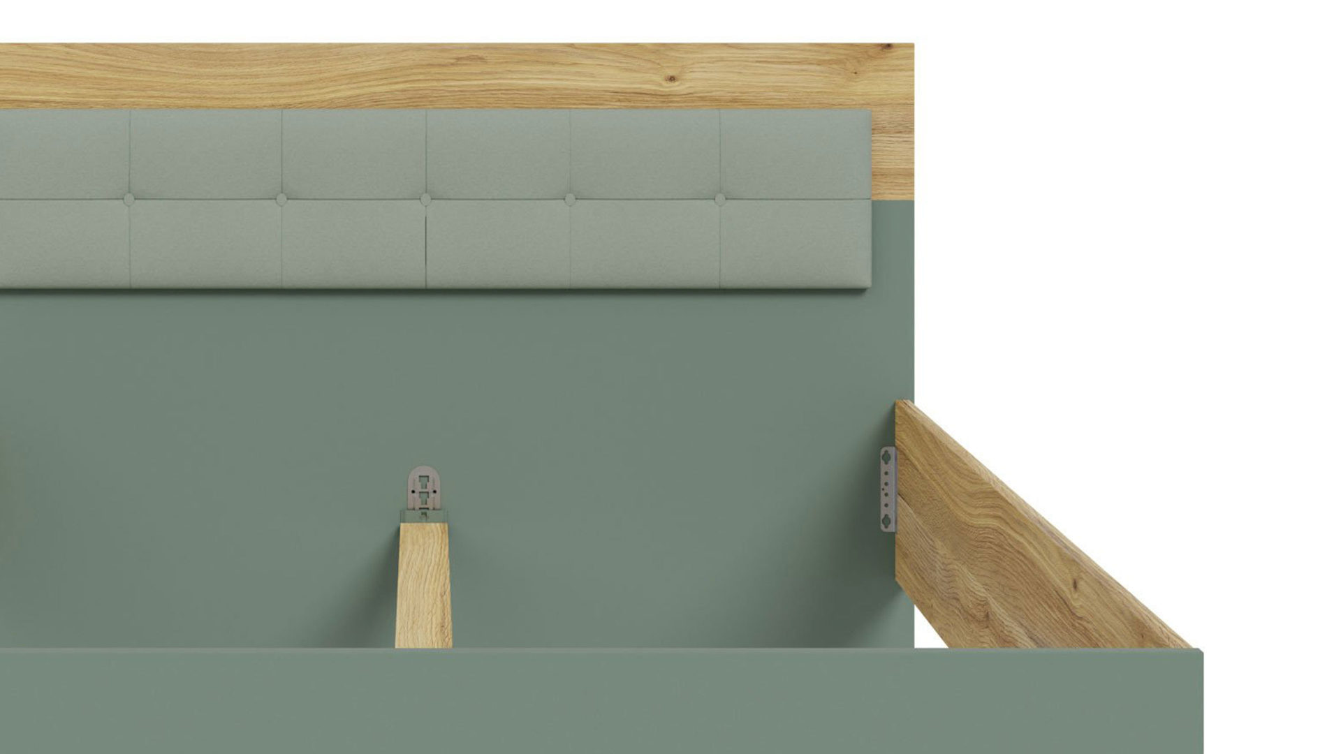 Bettgestell Forte® aus Holz in Grün Jugendprogramm Whenua Young Room - Bettgestell Salbei Grün & Mauvella Eiche – Liegefläche ca. 120 x 200 cm