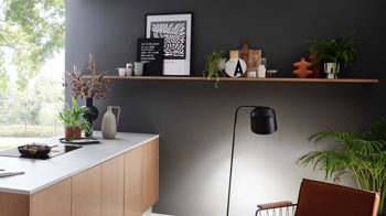 Einbauküche Nolte® küchen aus Holz in Holzfarben nolte® Einbauküche Artline mit Constructa-Einbaugeräten und elica Muldenlüfter Stripe Wood Crema & Platingrau - zweiteilig