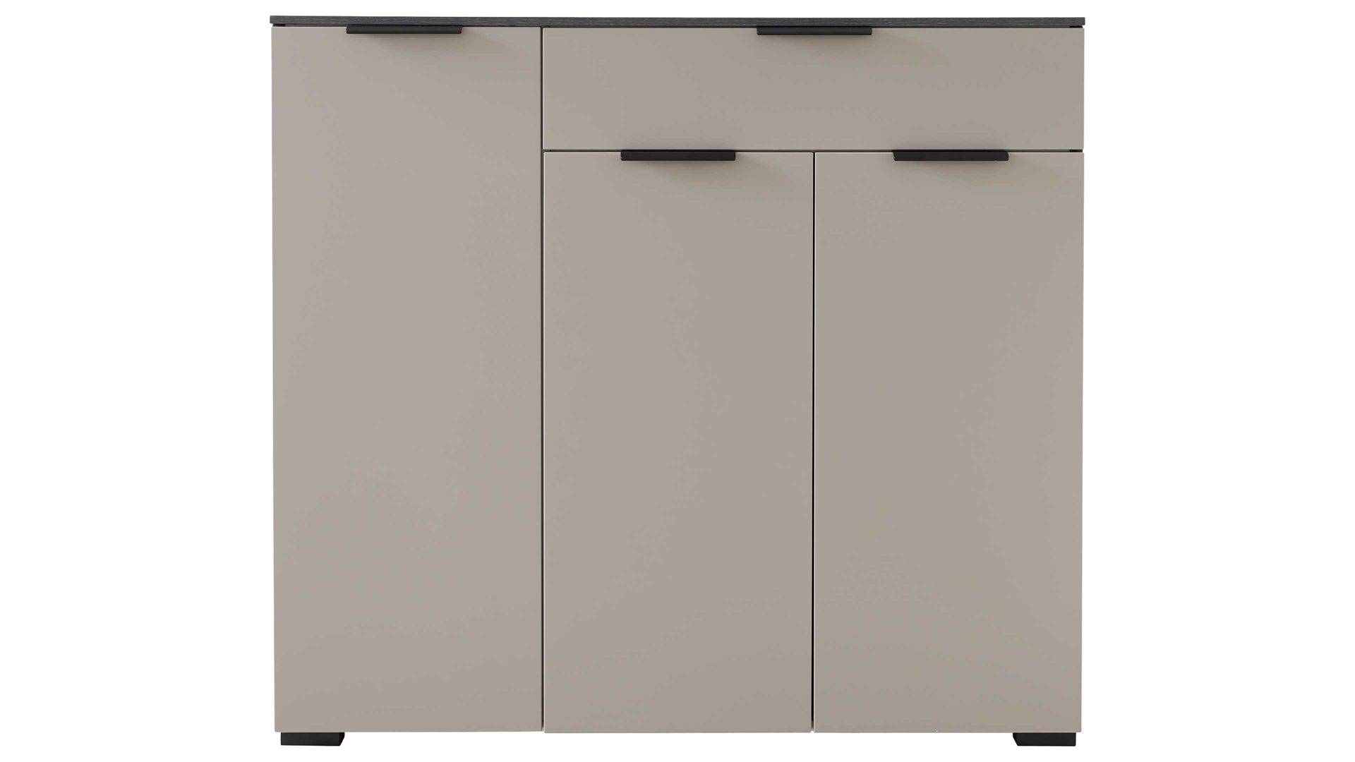 Kombikommode Interliving aus Holz in Grau Interliving Garderobe Serie 6012 - Kombikommode INL-302 graubeiger Mattlack & Räuchereiche - drei Türen, eine Schublade, Breite ca. 120 cm