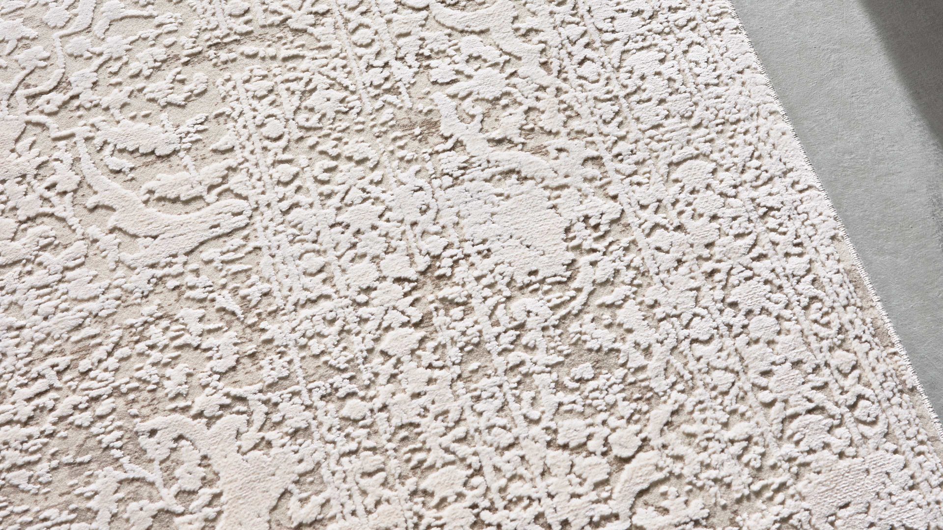 Webteppich Interliving aus Mischgewebe in Hellgrau Interliving Teppich Serie L-8710 Silber – ca. 80 x 150 cm