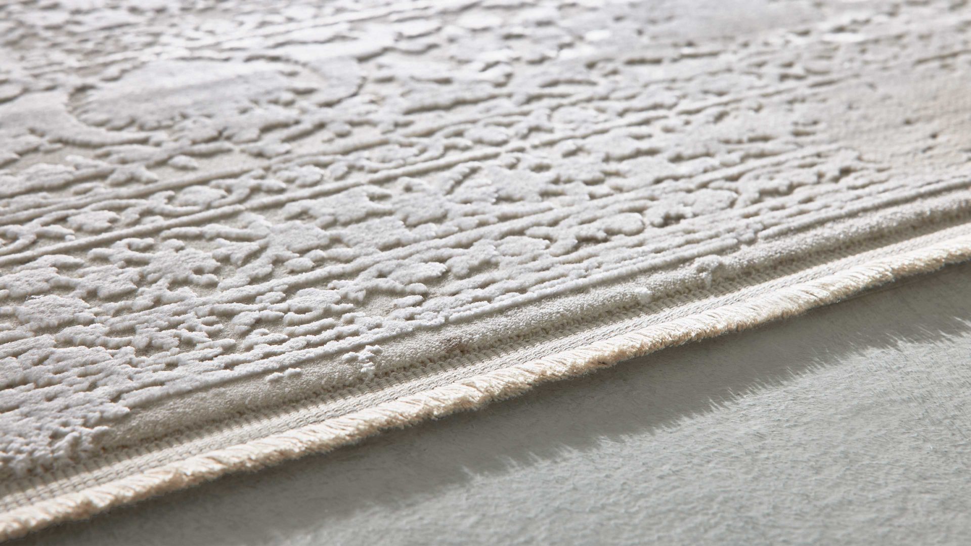 Webteppich Interliving aus Mischgewebe in Hellgrau Interliving Teppich Serie L-8710 Silber – ca. 160 x 230 cm