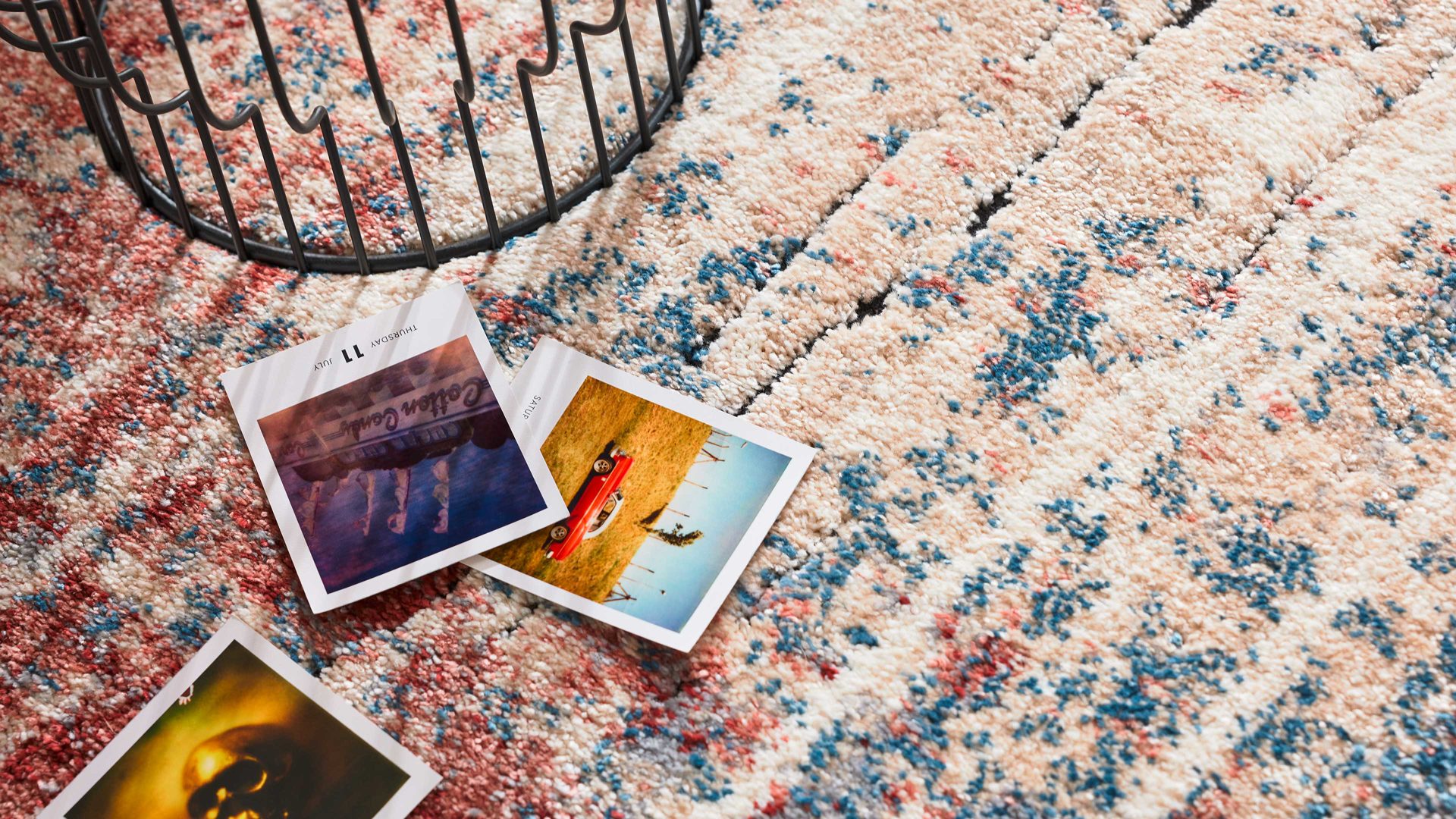 Webteppich Interliving aus Kunstfaser in Beige Interliving Teppich Serie L-8800 Creme-Rot-Blau – ca. 80 x 150 cm