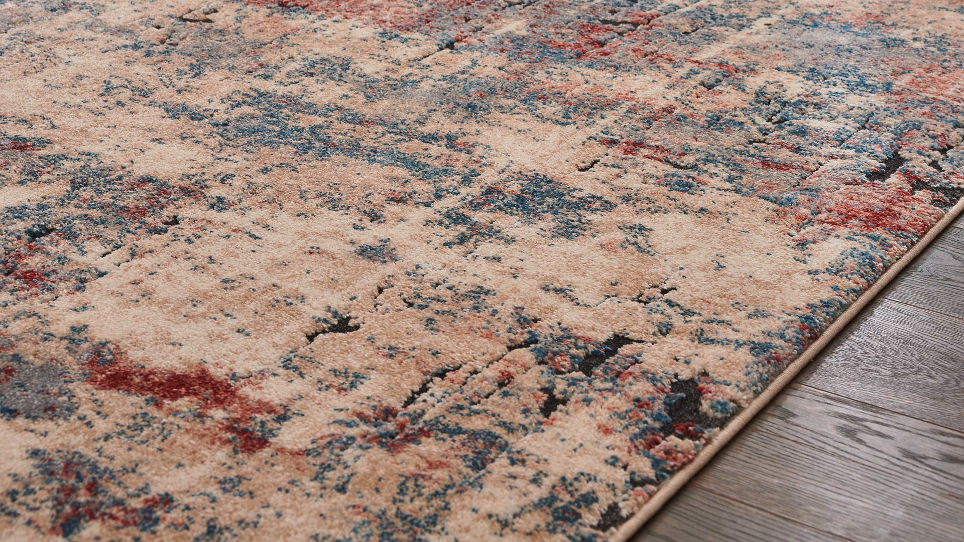 Webteppich Interliving aus Kunstfaser in Beige Interliving Teppich Serie L-8800 Creme-Rot-Blau – ca. 140 x 200 cm