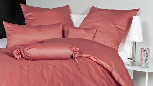 Bettwäsche-Set Janine® aus Naturfaser in Hellrot Janine® Bettwäsche-Set Marsala - ca. 155 x 220 cm