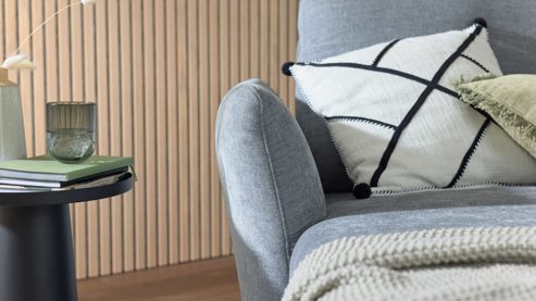 Chaiselongue Interliving aus Stoff in Hellblau Interliving Sofa Serie 4400 - Chaiselongue taubenblauer Bezug DCT 16 & schwarze Metallfüße