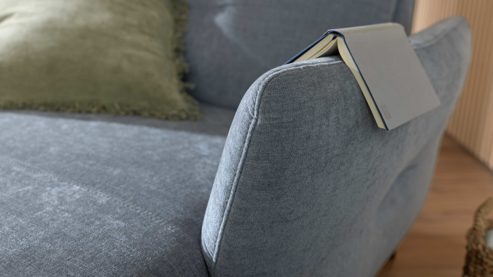 Chaiselongue Interliving aus Stoff in Hellblau Interliving Sofa Serie 4400 - Chaiselongue taubenblauer Bezug DCT 16 & schwarze Metallfüße