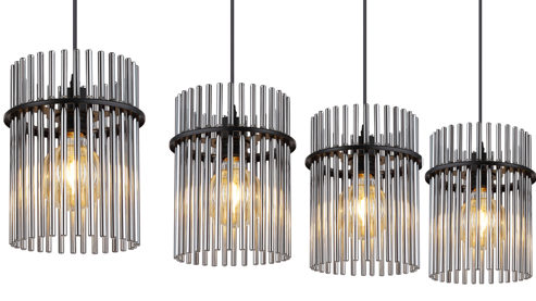 Pendelleuchte Globo lighting aus Glas in Schwarz GLOBO Hängeleuchte Gorley rauchfarbenes Glas & Metall – Länge ca. 110 cm