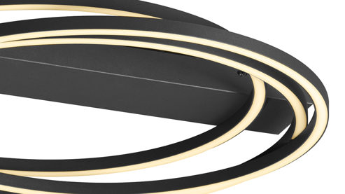 Deckenleuchte Fh fischer & honsel aus Metall in Schwarz FH LED-Deckenleuchte Kiku schwarzes Metall - Durchmesser ca. 56 cm