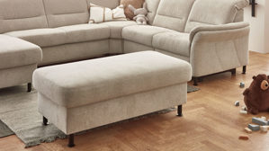 Funktionshocker modulmaster aus Stoff in Beige Modulmaster MM-ZE1148 - XXL-Funktionshocker ecrufarbenes Flachgewebe Cyber & Fuß Z002-M01 - ca. 130 x 65 cm